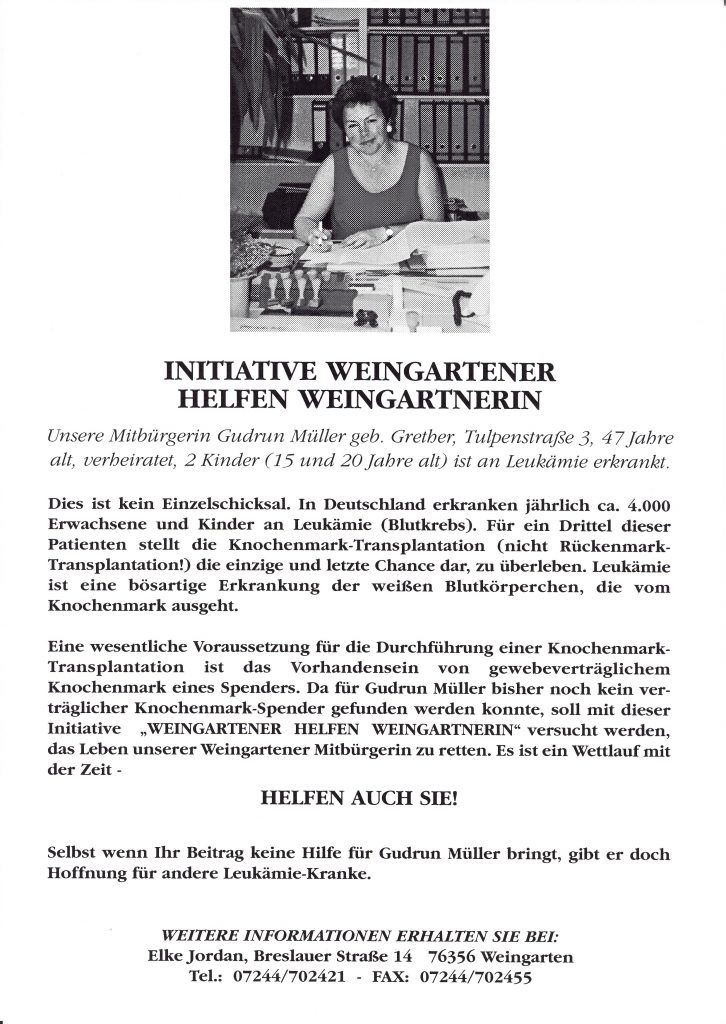 Aktionsplakat der ersten Typisierungsaktion