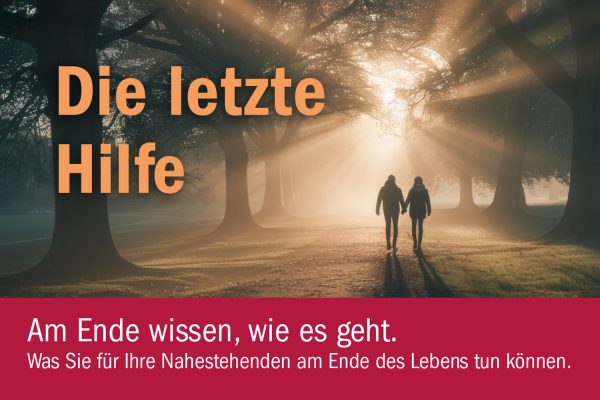 Die letzte Hilfe, zwei Menschen laufen gemeinsam ins Licht